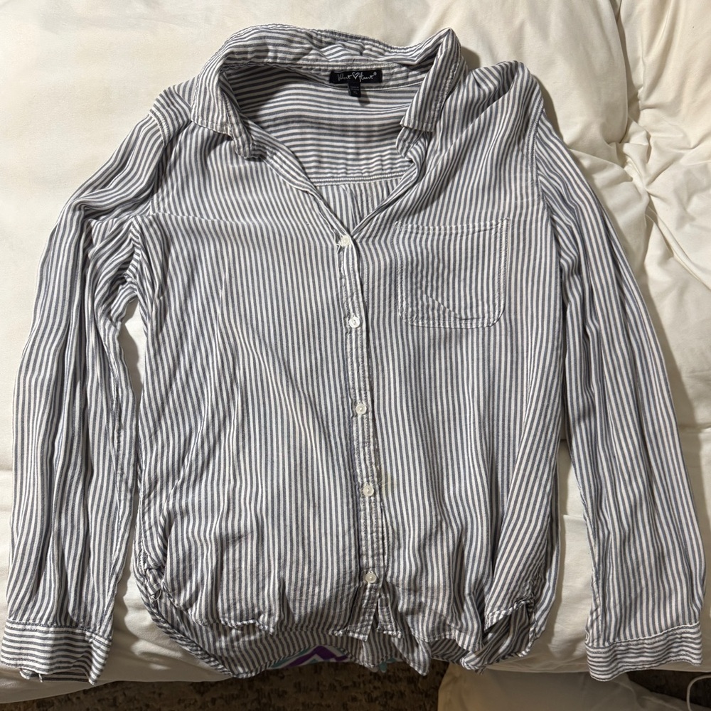 Velvet Heart Blue and White Striped Button Down Shirt